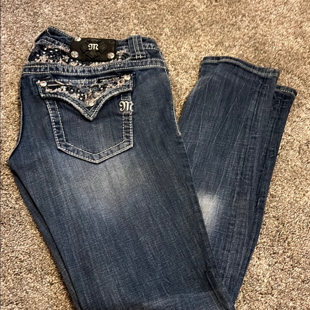 Miss Me Blue Jeans with Embellished Back